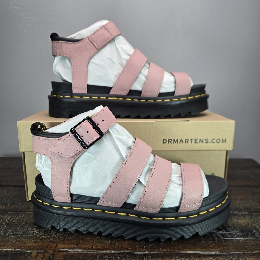 NEW Dr Doc Martens Blaire Platform Sandals Womens 8 Leather Shoes Peach Beige